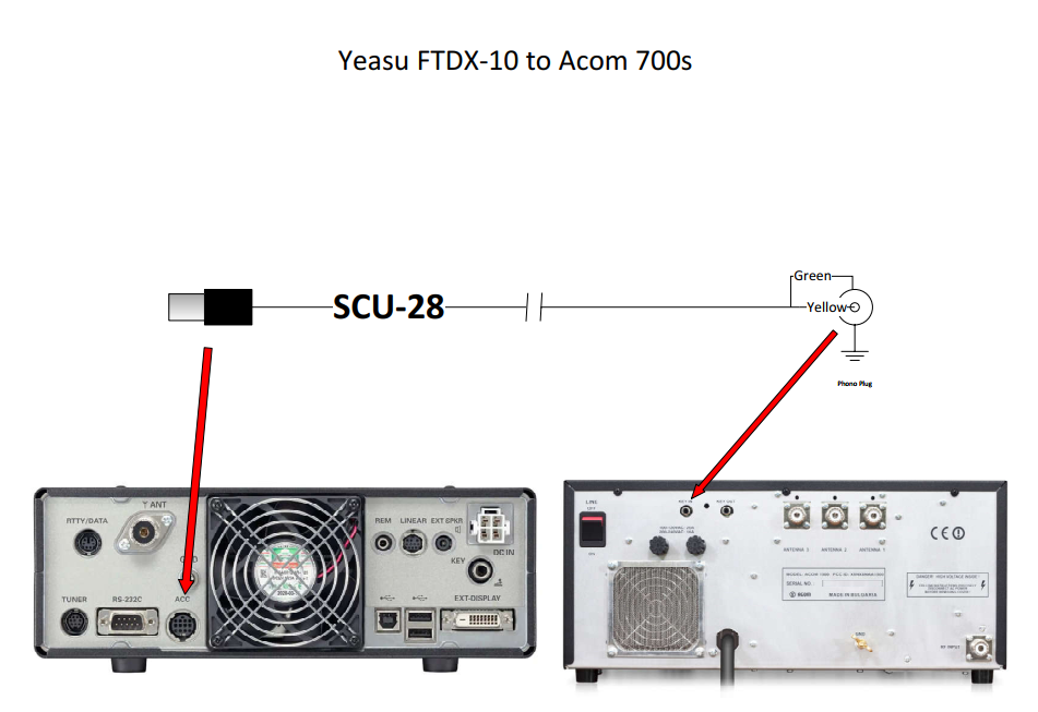Yaesu FTDX-10 to Acom Linear amp PTT Cable, easy!